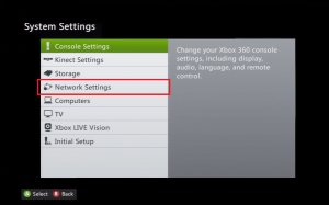 Select Network Settings from the System Settings menu.